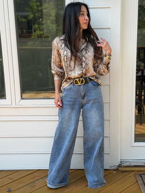 ShopEvelynne Tops - FROM PARIS FRANCE Boho snakeskin print blouse